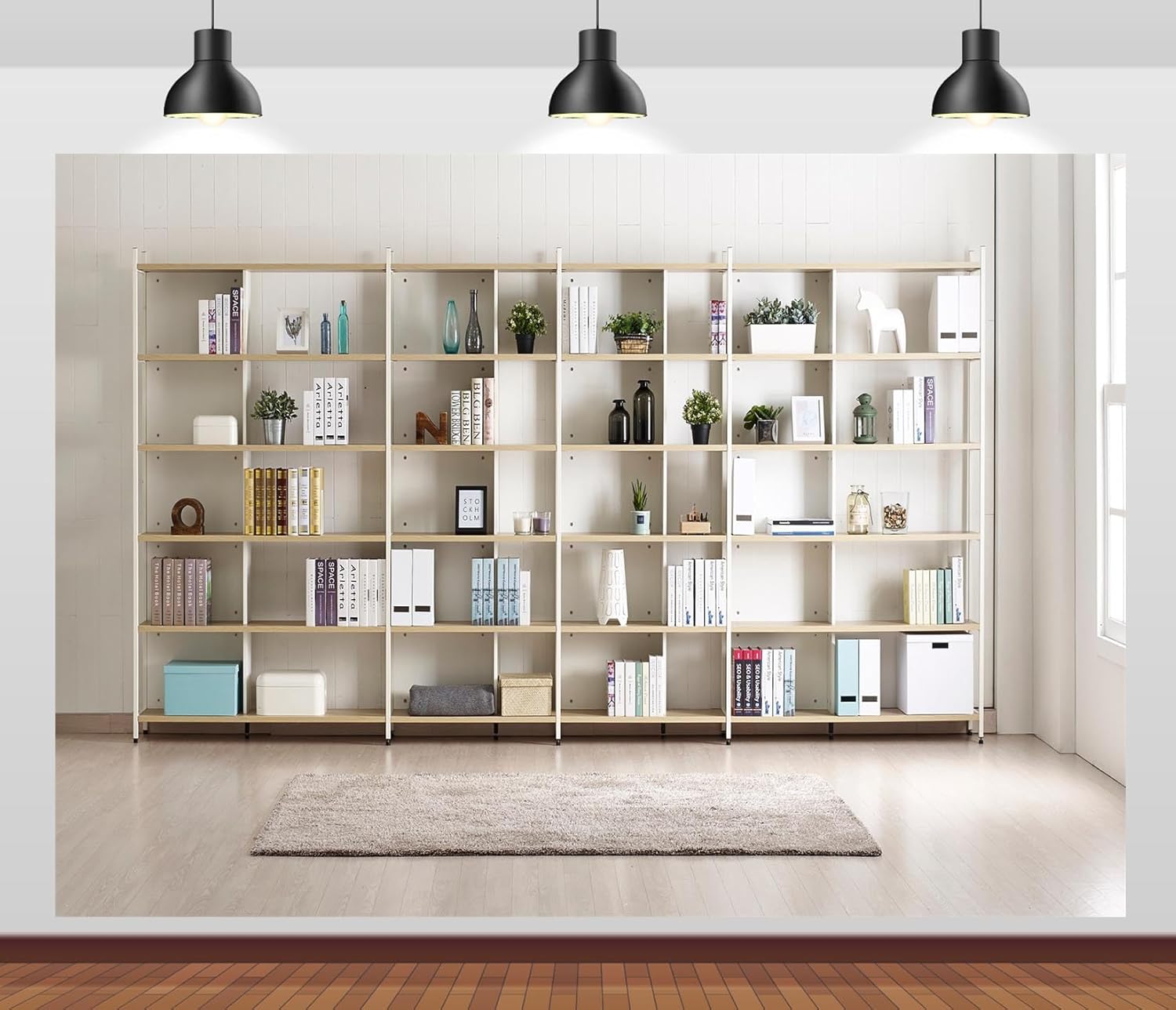 Home Office Zoom Background - Estante fotografia pano de fundo moderno