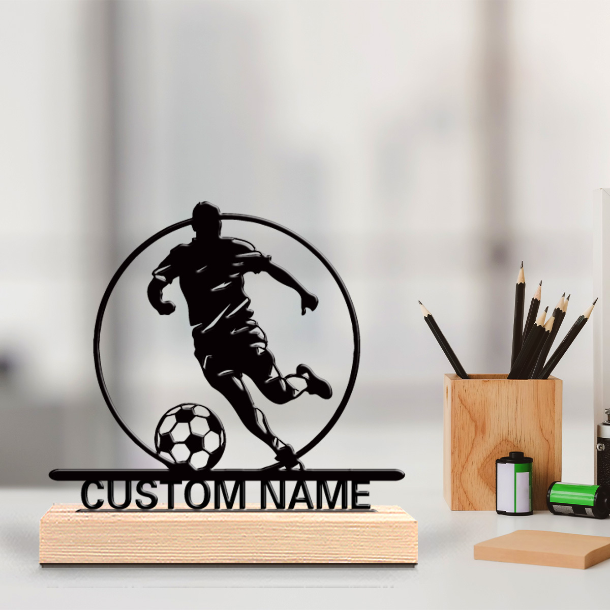 Home Office Desk Ideas - Estátua de Metal Personalizada de Jogador