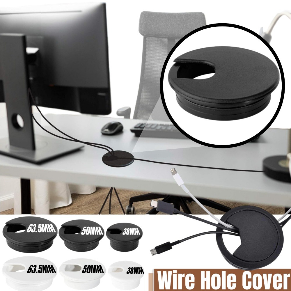 Home Office Desk Ideas - Tampa de buraco de fio de