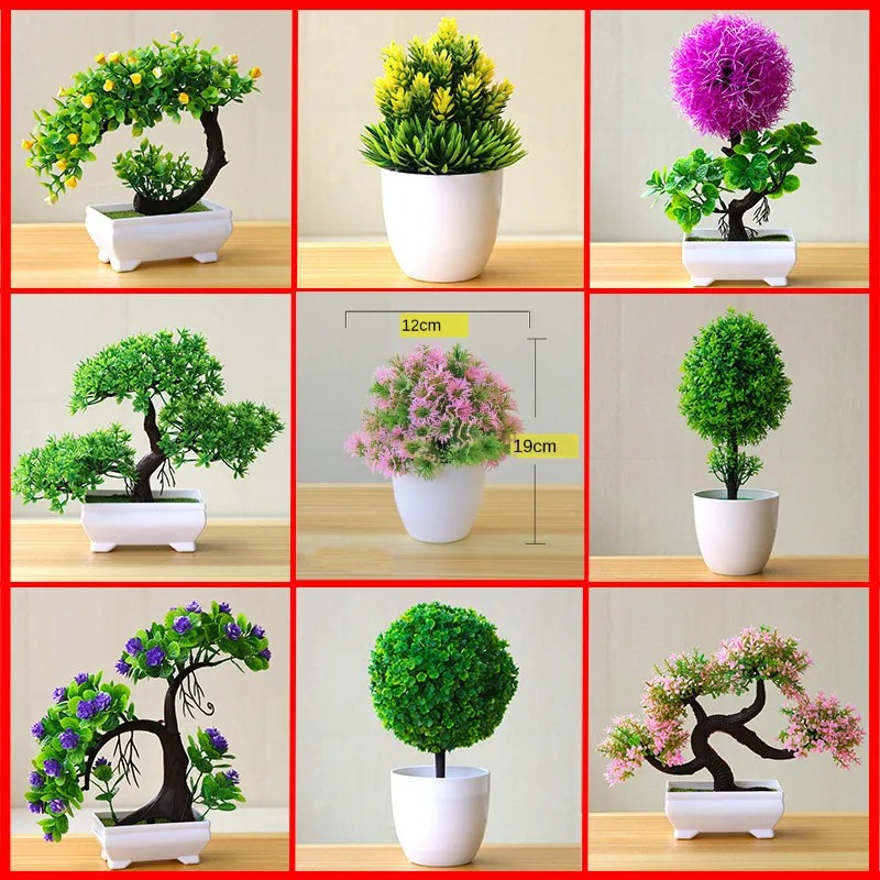 Home Office Desk Ideas - Planta Artificial Pequena em Vaso, Bonsai