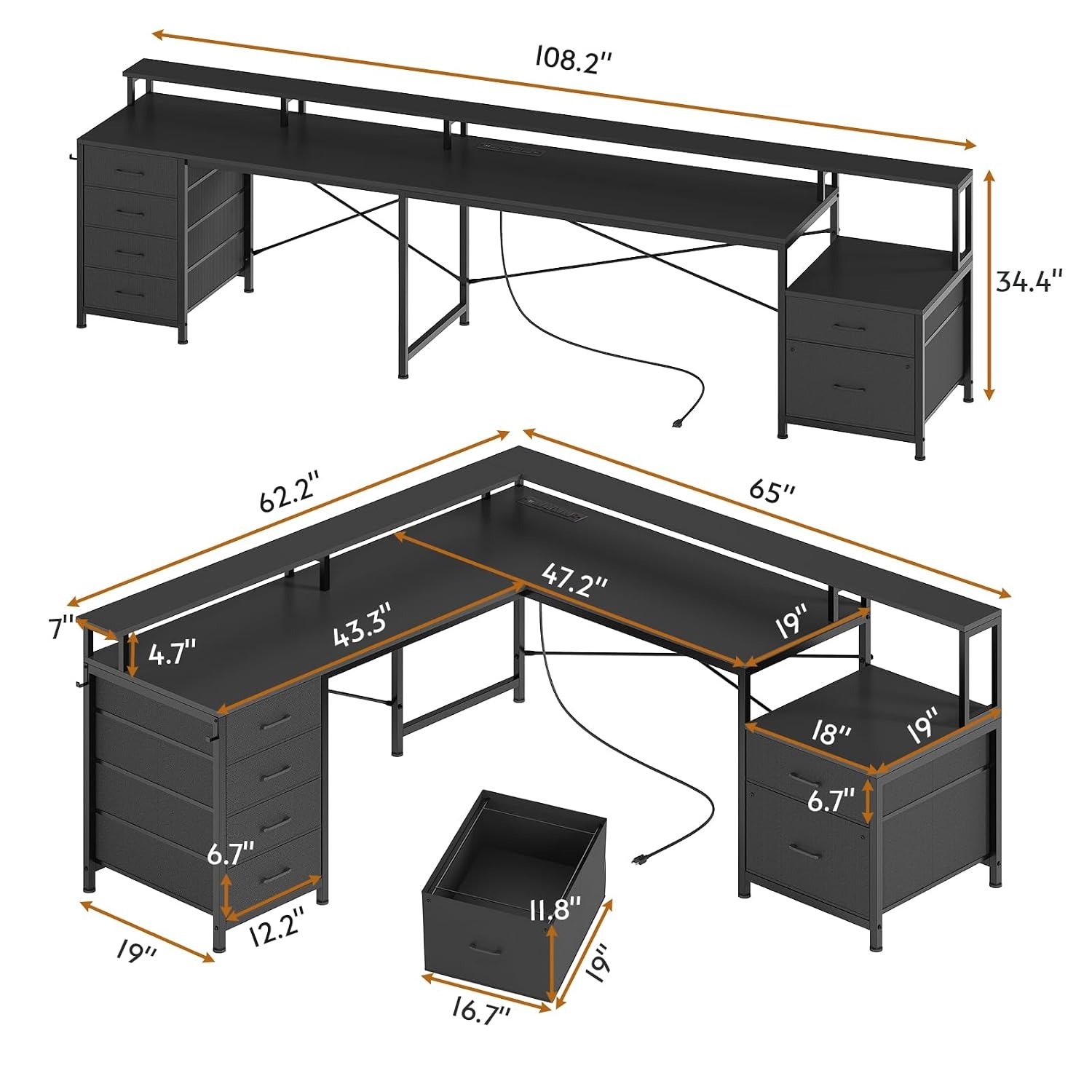 Mesa de Canto em L de 108 Pole - Home Office Trabalho avaliação e preço